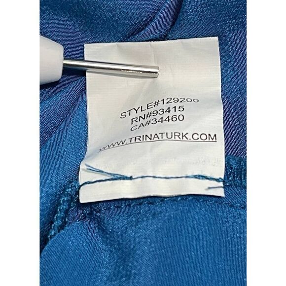 Trina Turk Keyhole Flowy Silk Blouse Blue Small - Picture 10 of 13